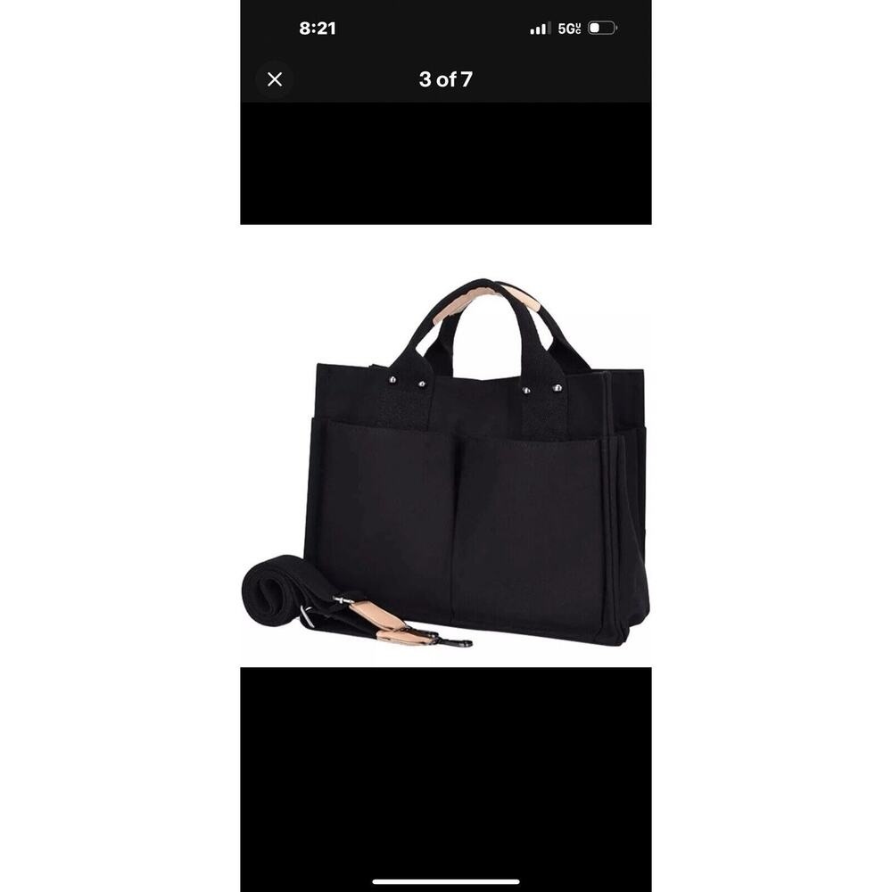 Tote Canvas Bag Multi-purpose Reusable Crossbody Bag for Business, Grocery Bags - Picture 4 of 4